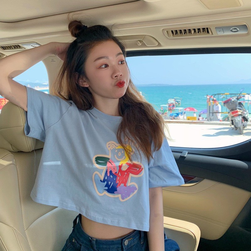 Croptop nữ FREESHIP Áo crop hoạt hình form rộng cực chất [ao thun