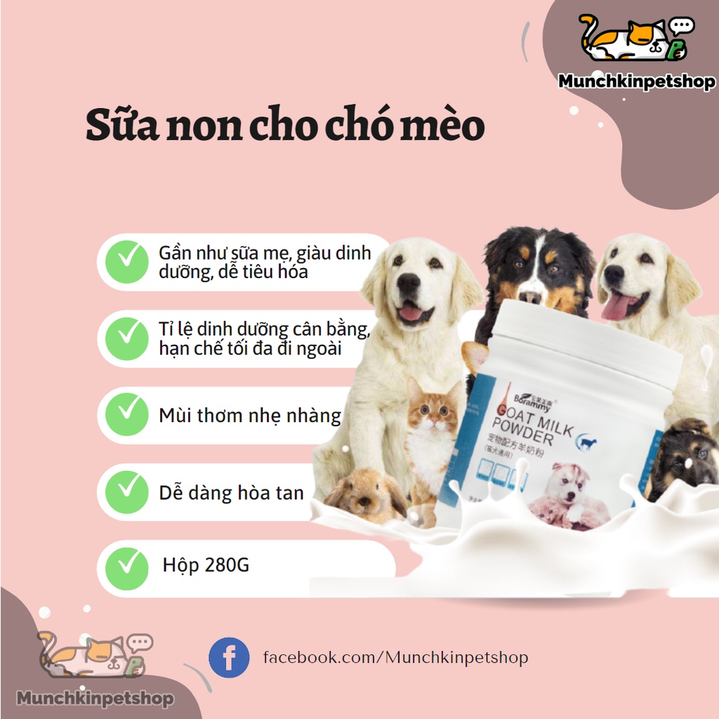 Sữa bột cho chó mèo MCP, sữa cho chó mèo con, chó mèo sơ sinh, bổ sung vitamin và khoáng chất cho chó mèo - 280G