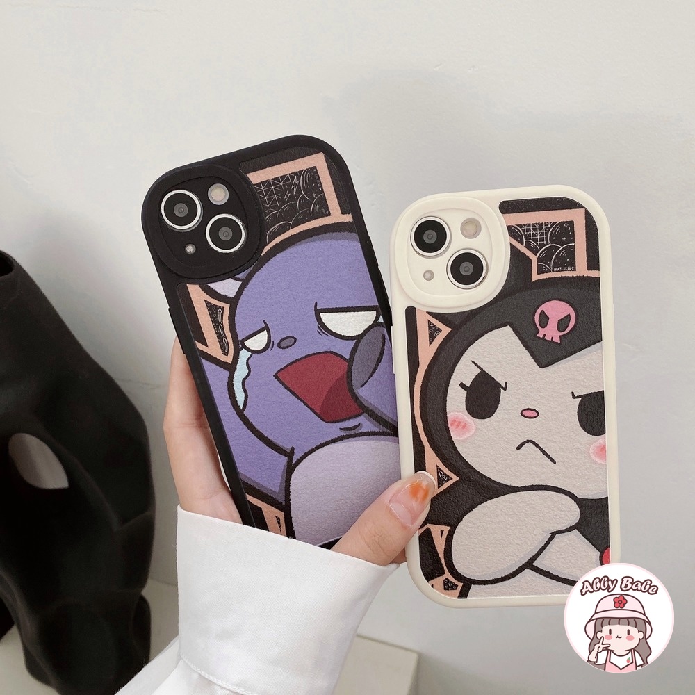 Ốp Điện Thoại TPU Mềm Phối Da Mặt Nhám In Hoạt Hình Kuromi Melody Cho Iphone 11 7Plus 13 12 11 Pro Max X XS 12 13 XR