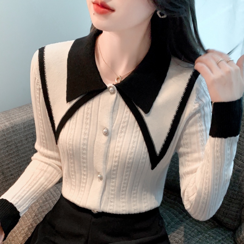 ZHELIHANGFEI Áo Khoác Cardigan Dệt Kim Cổ Búp Bê Xinh Xắn Cho Nữ