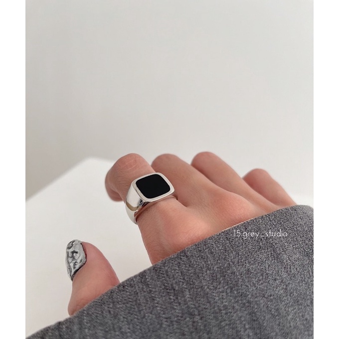 𝗥𝗜𝗡𝗚 | Nhẫn mặt vuông đen Unisex