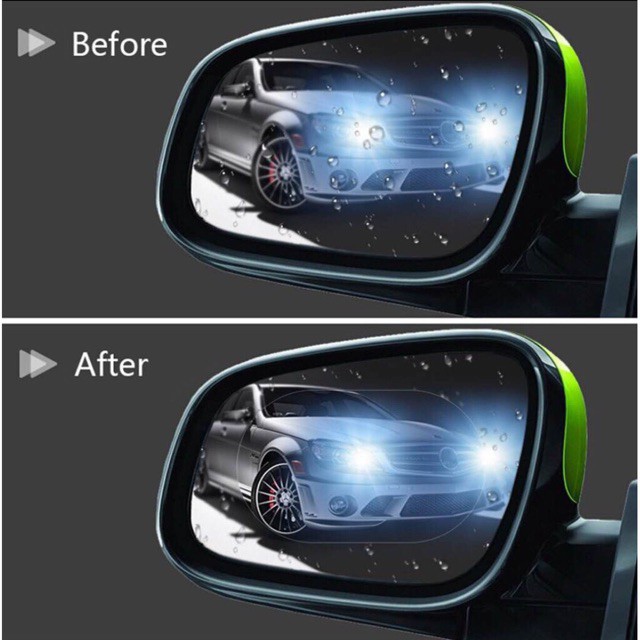 SuperAuto 2PCS Miếng Dán Chống Nước Mưa Cho Kính Chiếu Hậu Xe Ô Tô