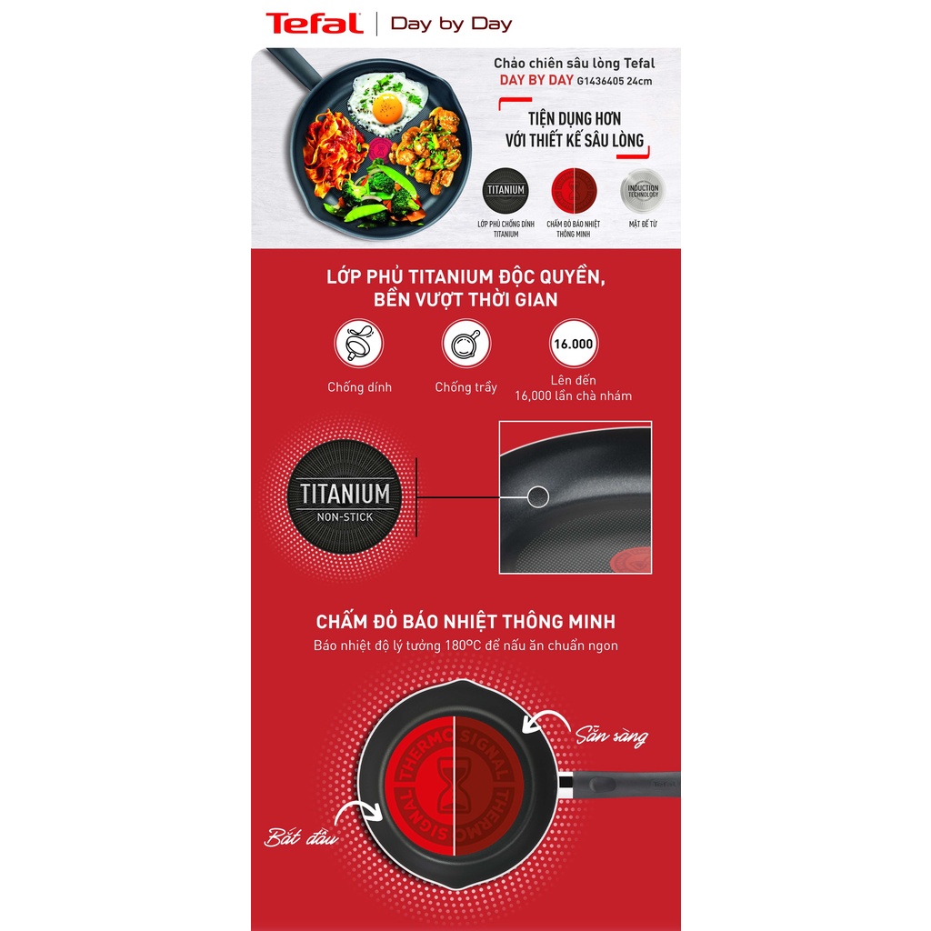 Chảo chiên sâu lồng Tefal Day By Day 24cm