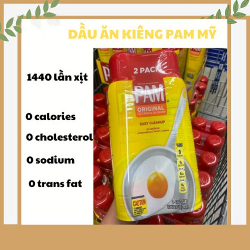 [New - 1 cặp] 24 oz( ~ 2400 lần xịt)Dầu ăn kiêng dạng xịt Pam chính hãng Mỹ( eatclean, giảm cân,...)