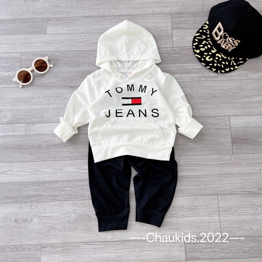 Bộ áo trắng hoodie TOM.MY bé trai