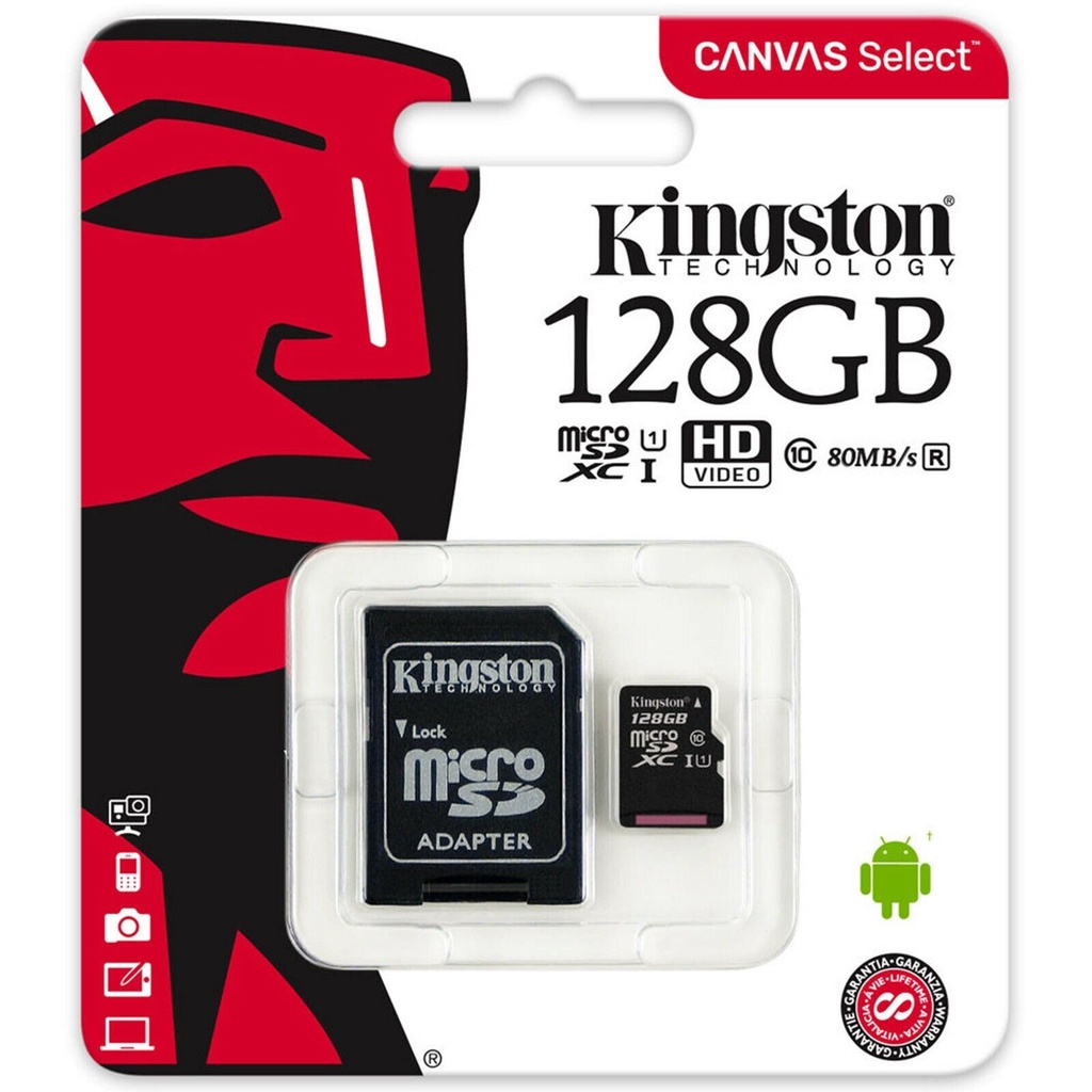 Thẻ Nhớ Kingston Select 128gb Micro Sd Sdxc 80mb / S Class10 Uhs-I 128g