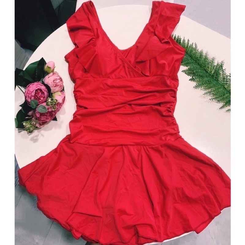 Bikini đồ bơi nữ 1 mảnh đi biển tay phối bèo kín đáo gợi cảm BIKINI SUNSHINE MS-19
