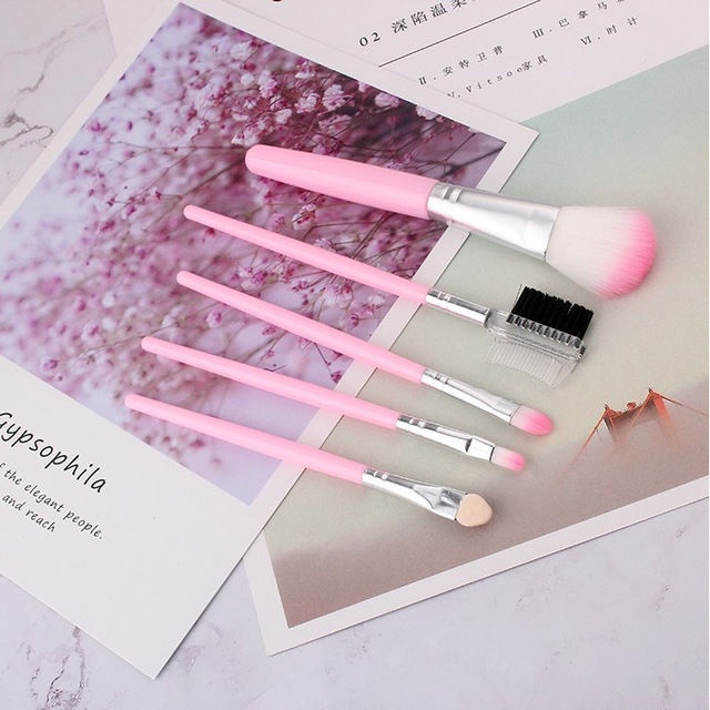 5pcs makeup brush, eyebrow brush, blush brush, foundation brush, eye shadow brush, makeup tools, beauty accessories