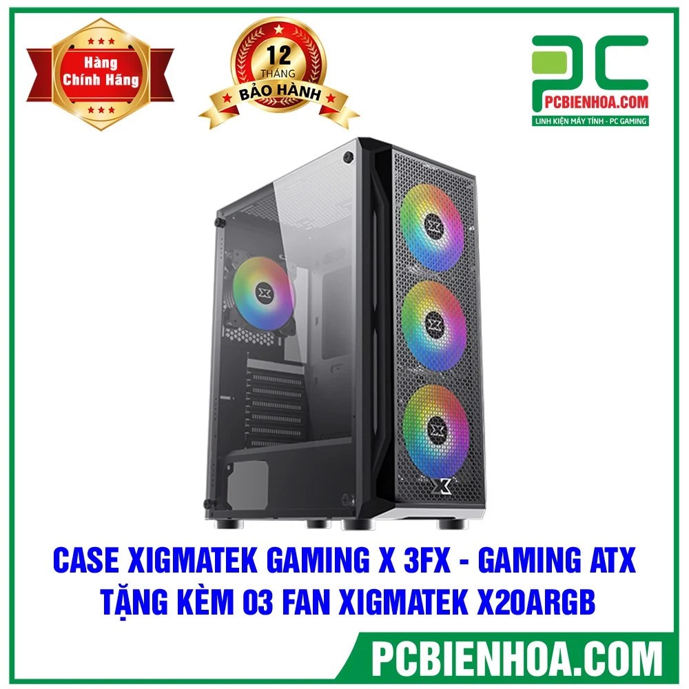 THÙNG MÁY TÍNH XIGMATEK GAMING X 3FX (EN46188) GAMING ATX, KÈM 03 FAN XIGMATEK X20AR