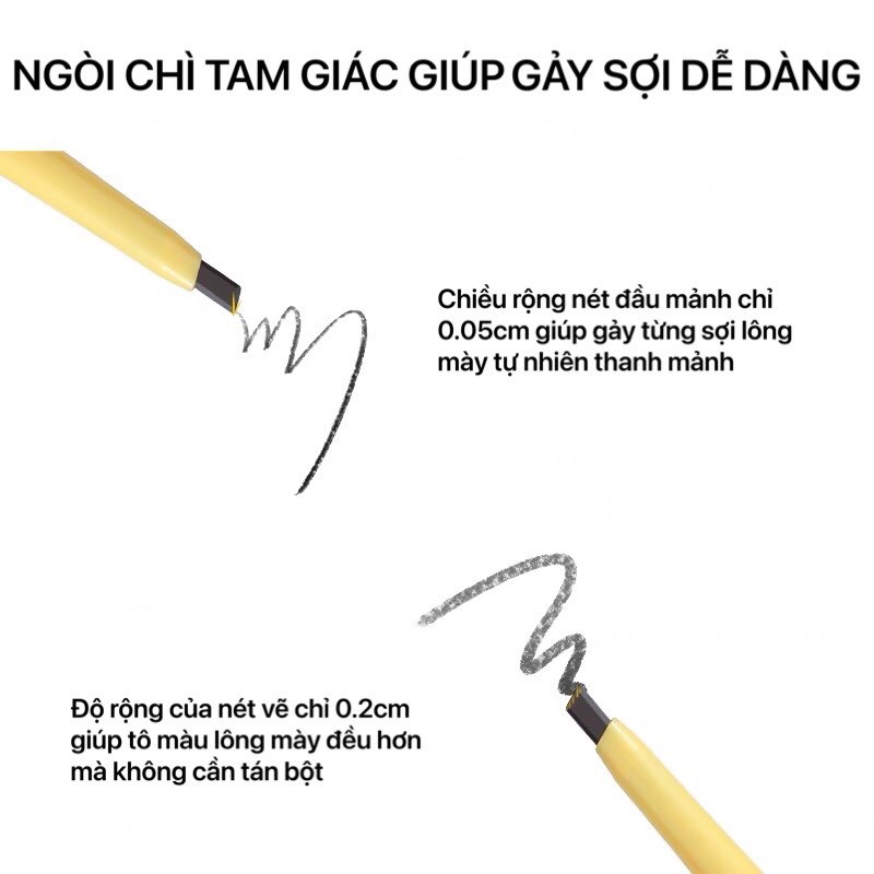 Chì kẻ mày 2 đầu GOGO TALES siêu mảnh Cloud Mist Browpencil gảy sợi nhiều màu tự nhiên lau trôi chống nước GT258 GOGO83