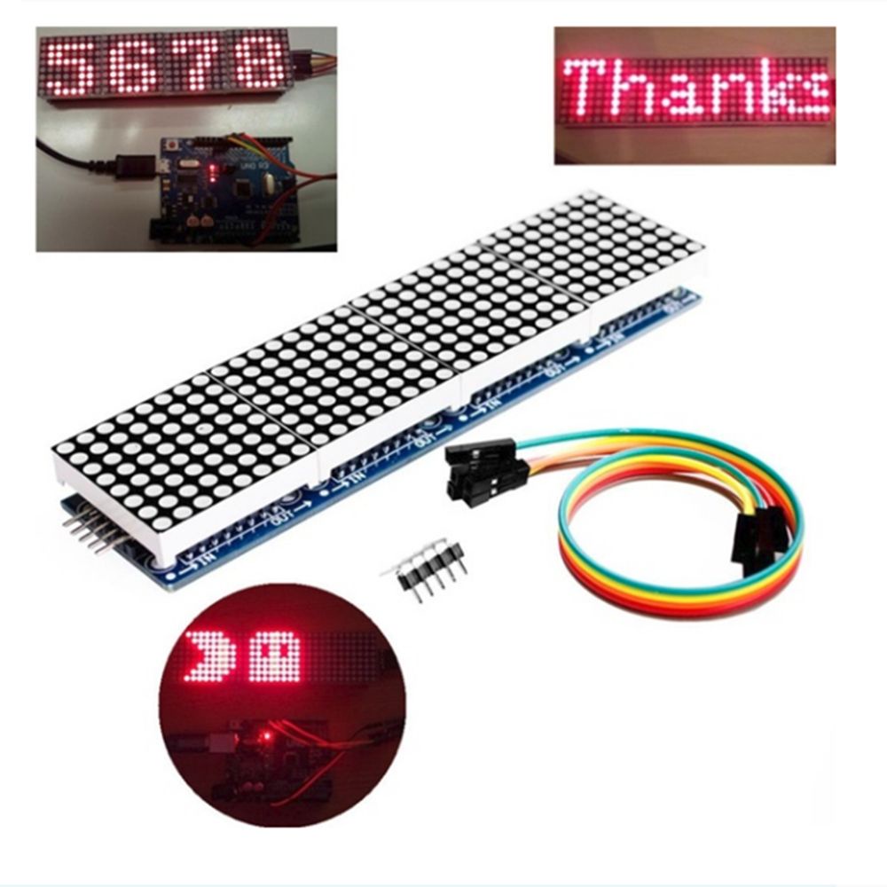 Mô Đun Matrix 8x8 Dot 4 In 1 Hiển Thị Max7219 5v Matrix Common Kèm 5 Dây Đèn Led