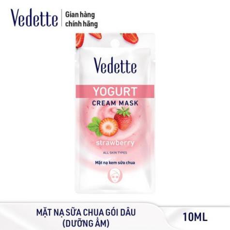 Combo 10 Mặt Nạ Kem Sữa Chua Dâu 10ml VEDETTE - Dưỡng ẩm và Se khít lỗ chân lông