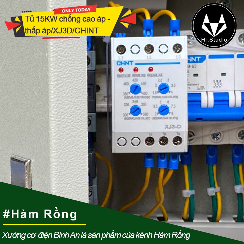 Tủ bảo vệ động cơ 3 pha công suất 15KW chống đảo pha, thấp áp, cao áp ngắn mạch và quá dòng chính hãng CHINT