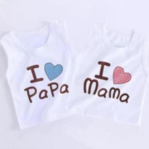 ÁO BA LỖ CHO BÉ TRAI BÉ GÁI MẪU I LOVE MAMA, PAPA