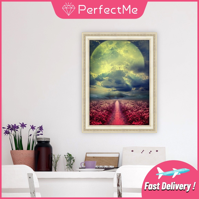 Bộ tranh đính đá 5D họa tiết mặt trăng độc đáo kích thước 30x40cm DIY dùng trang trí nhà cửa