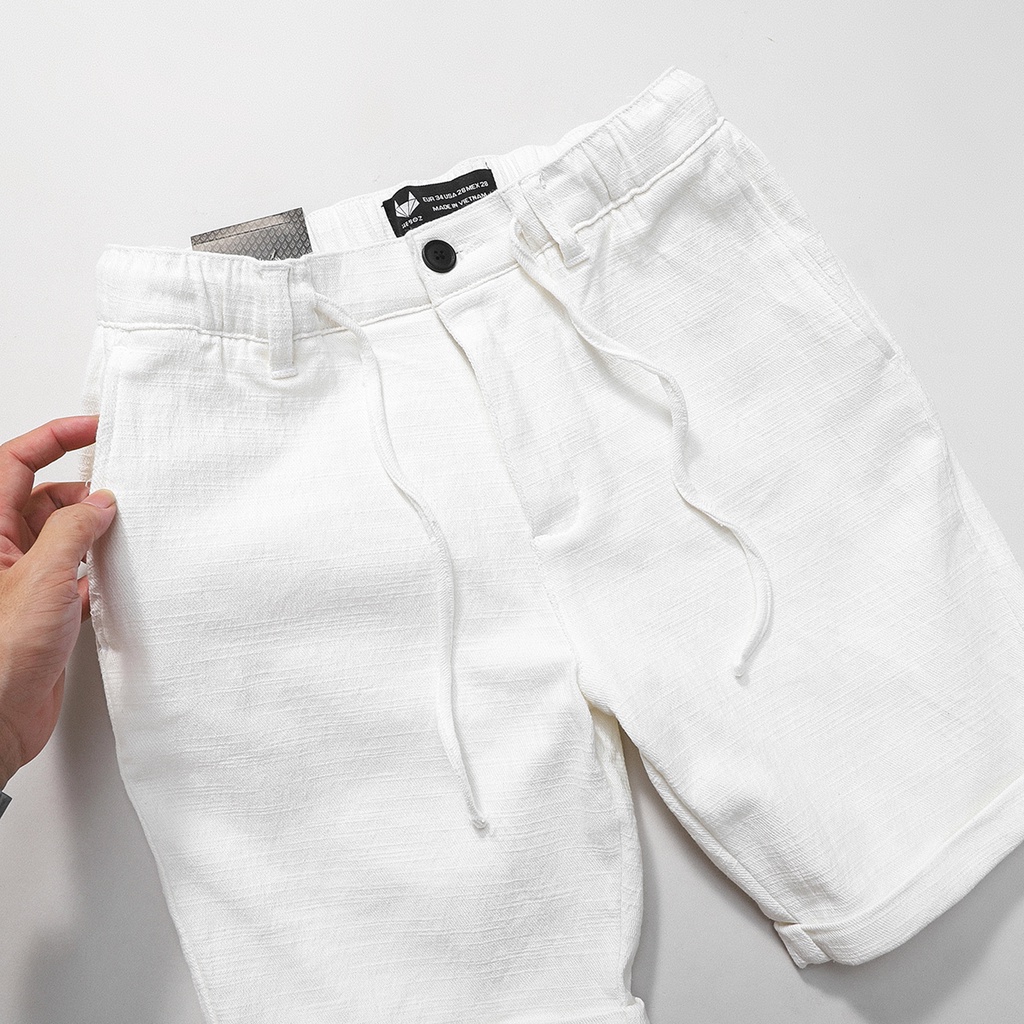 Quần short đùi nam linen HEBOZ lưng thun 3M, chất đũi cao cấp, có dây rút - 00000778