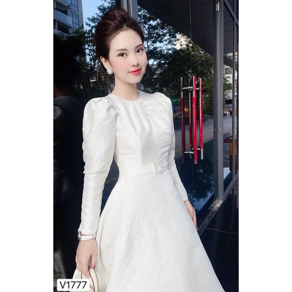 [HÀNG CAO CẤP]  Váy trắng ngà  xòe cao cấp thiết kế V1777 - Váy thiết kế | BigBuy360 - bigbuy360.vn