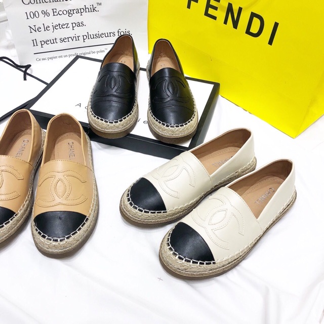 Giày slipon chanell viền đế cói basic