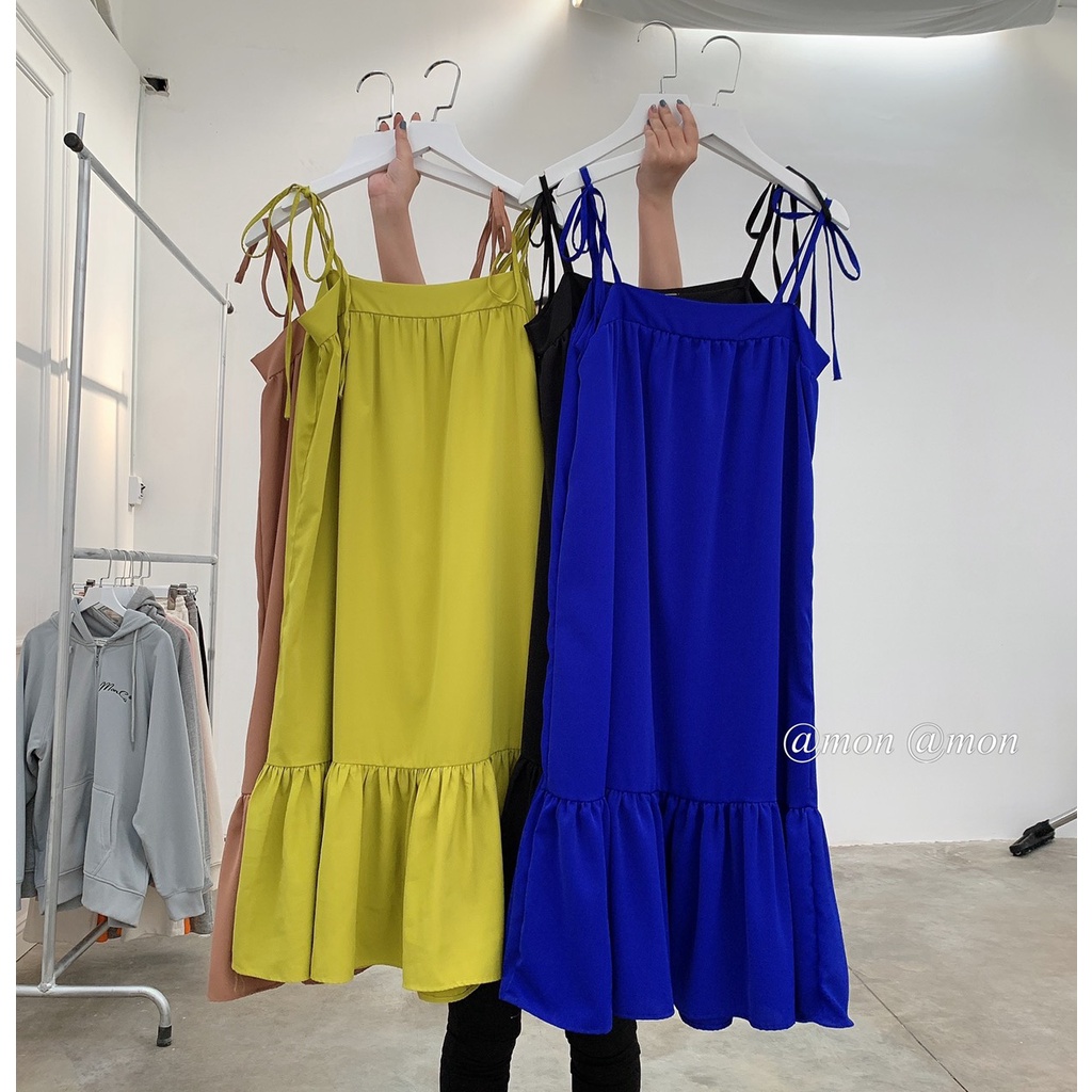 Váy, đầm 2 dây voan chất lụa mềm mát 4 màu SS0301