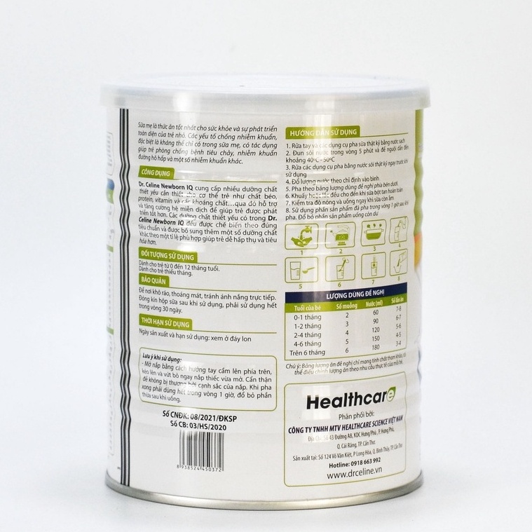 Sữa bột Dr. Celine Newborn IQ 400g