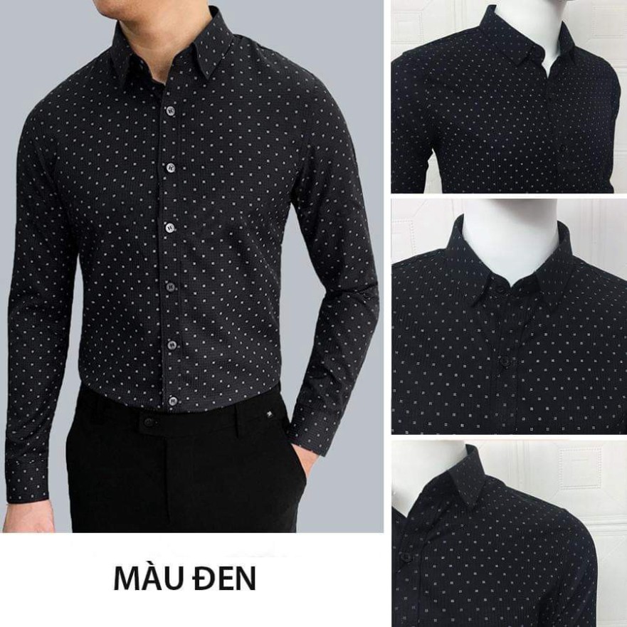 Áo sơ mi nam dài tay cao cấp Họa tiết chấm bi , chất cotton phong cách lịch lãm công sở | BigBuy360 - bigbuy360.vn