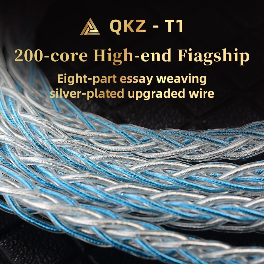 Dây cáp tai nghe Hifi QKZ T1 8 lõi TC mạ bạc MMCX/2pin sử dụng cho ZXN ZXT VK4 ZX2 ZAX2 KZ ZSN Pro