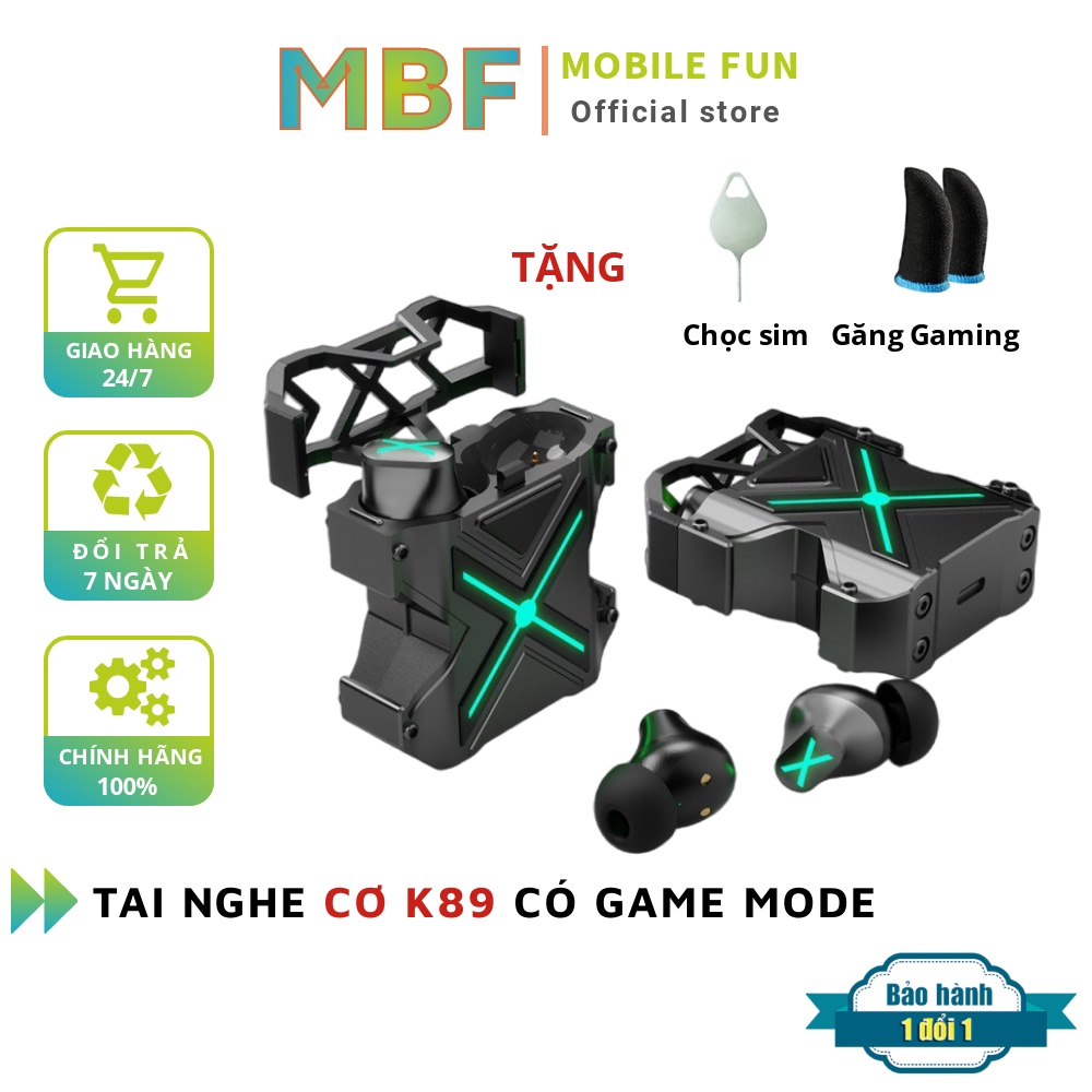 Tai nghe bluetooth K89 đèn LED chữ X nhiều chế độ. Tai nghe GAMING K89 có độ trễ thấp nghe nhạc âm BASS mạnh mẽ