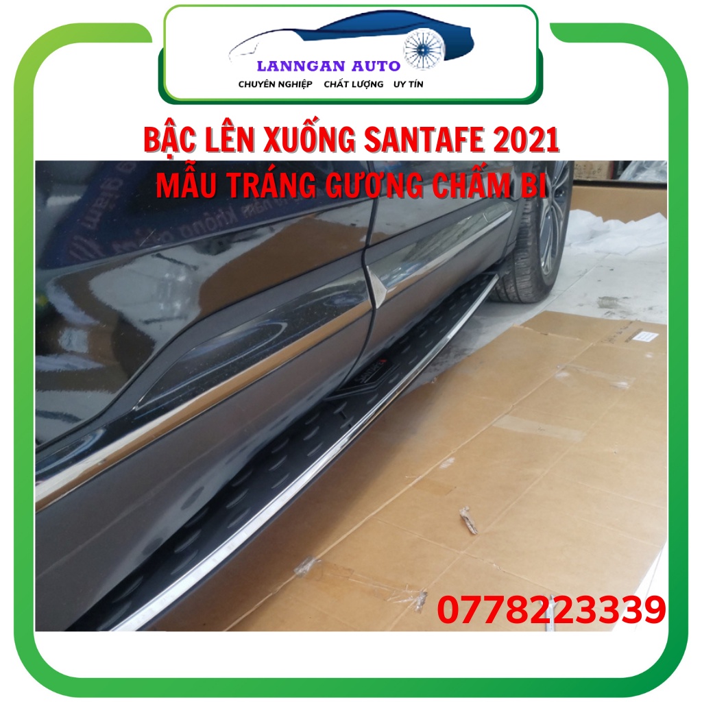 Bậc lên xuống xe Hyundai Santafe 2019 - 2022, Mẫu Chấm Bi cao cấp, bền bỉ chắc chắn