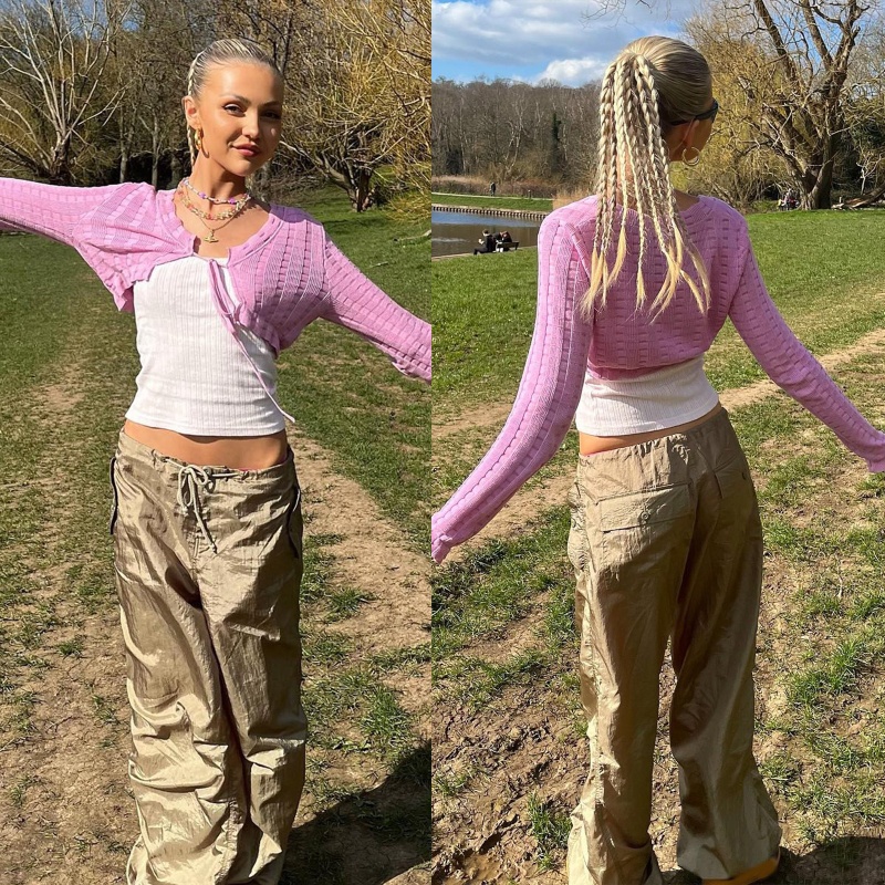 Áo Khoác Cardigan Dệt Kim Y2K Tay Dài Phối Dây Cột Chống Nắng Gợi Cảm Cho Nữ