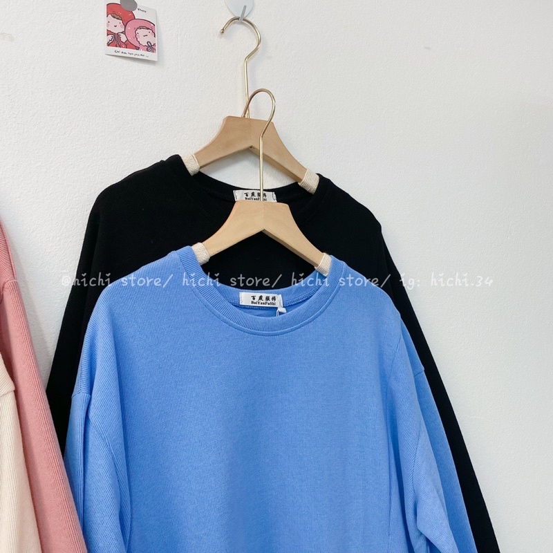 áo sweater nỉ tăm dài tay trơn xẻ sườn 4 màu tự chụp phong cách ulzzang hàn quốc | BigBuy360 - bigbuy360.vn