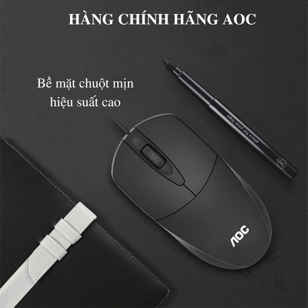 Chuột máy tính AOC MS121 có dây hiệu suất cao 1200 DPI kiểu dáng phong cách hàng chính hãng