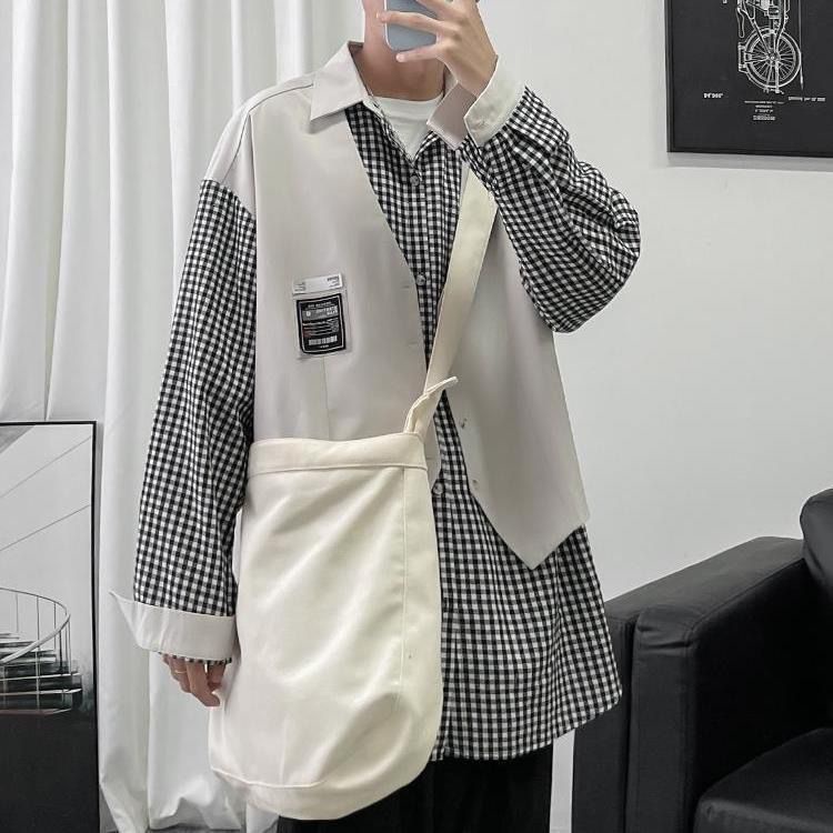 Áo sơ mi giả hai lớp phong cách hàn quốc thời trang cho nam nữ áo sơ mi nam dài tay from rộng simple dây kéo fashion  áo sơ mi trắng đen áo sơ mi kẻ sọc hàn quốc from rộng thiết kế nút