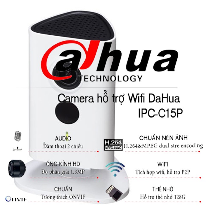 Camera IP Wi-Fi 1.3MP HD 960P DAHUA DH-IPC-C15P