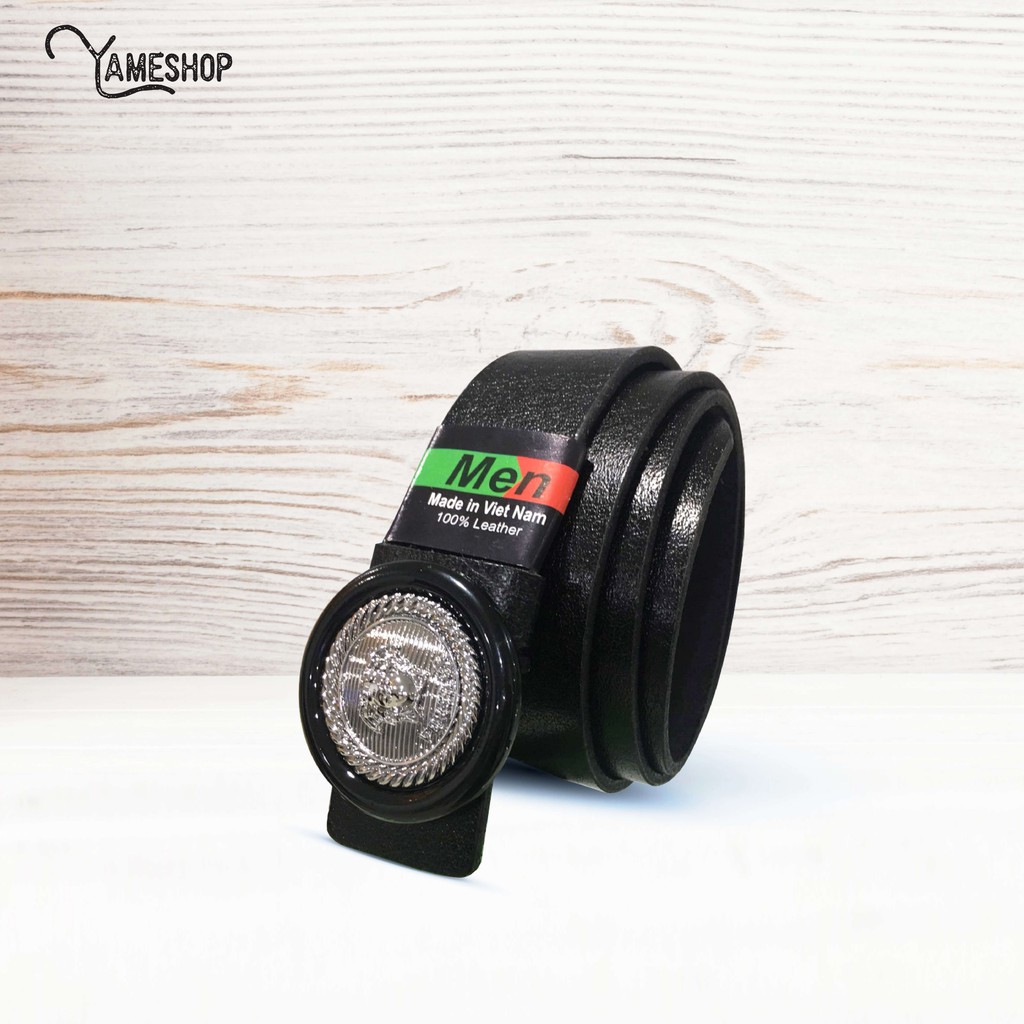 Dây lưng nam da bò mặt tròn xám D08.1