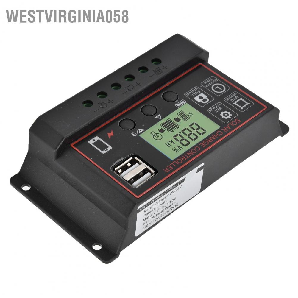 Westvirginia058 Bộ điều khiển sạc thông minh Bảng pin năng lượng mặt trời USB kép Thiết bị PWM 12 / 24V
