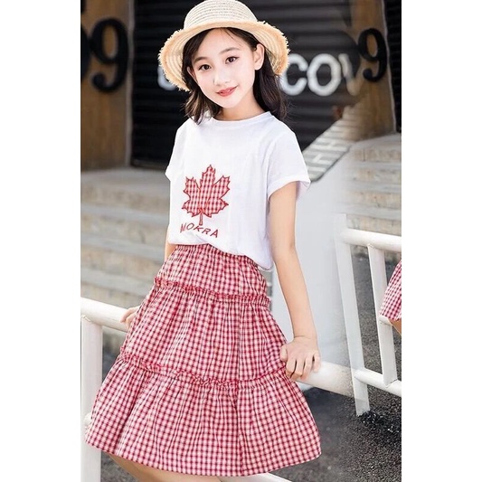 Set Áo Thun Ngắn Tay Và Chân Váy Dài Phong Cách Hàn Quốc Thời Trang Mùa Hè Cho Bé Gái
