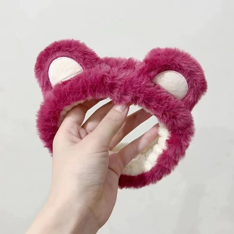 Băng Đô Cài Tóc Hình Tai Gấu Bông Màu Hồng Đáng Yêu