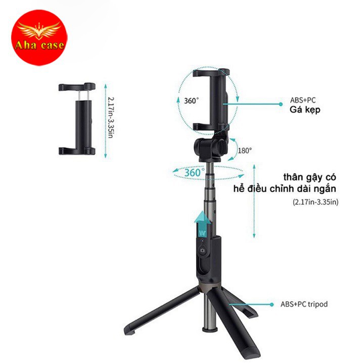⊕Gậy Chụp Ảnh Tự Sướng Bluetooth Giá Đỡ Điện Thoại 3 Chân Đa Năng – Tripod K07 – Chụp Hình Selfie - Kèm Điều Khiển  | BigBuy360 - bigbuy360.vn