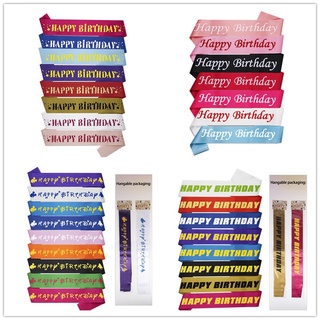 Dải băng đeo chéo bằng vải satin in chữ happy birthday dành cho trang trí tiệc sinh nhật cho bé