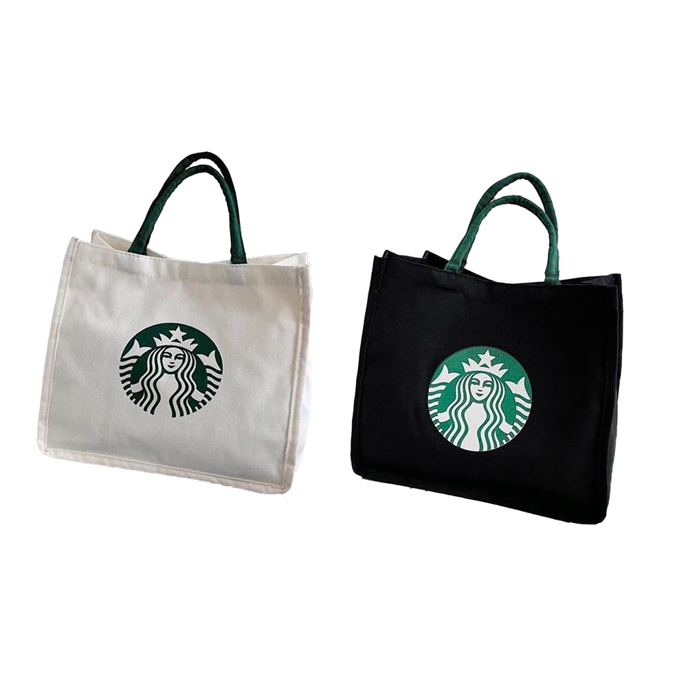 Túi xách vải canvas cỡ lớn 35cm in hình starbucks cá tính thời trang