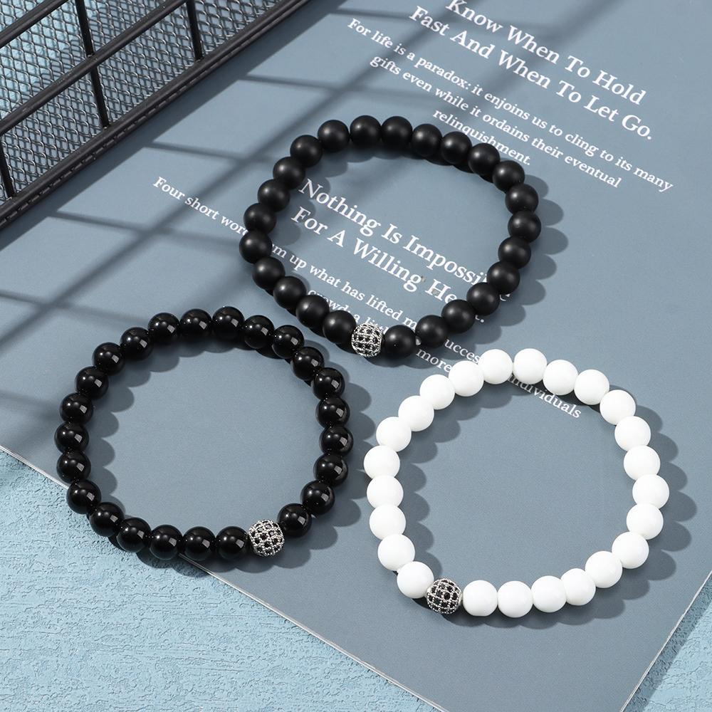 Vòng Tay Chuỗi Hạt Màu Đen Nhám Phong Cách Cổ Điển Thời Trang