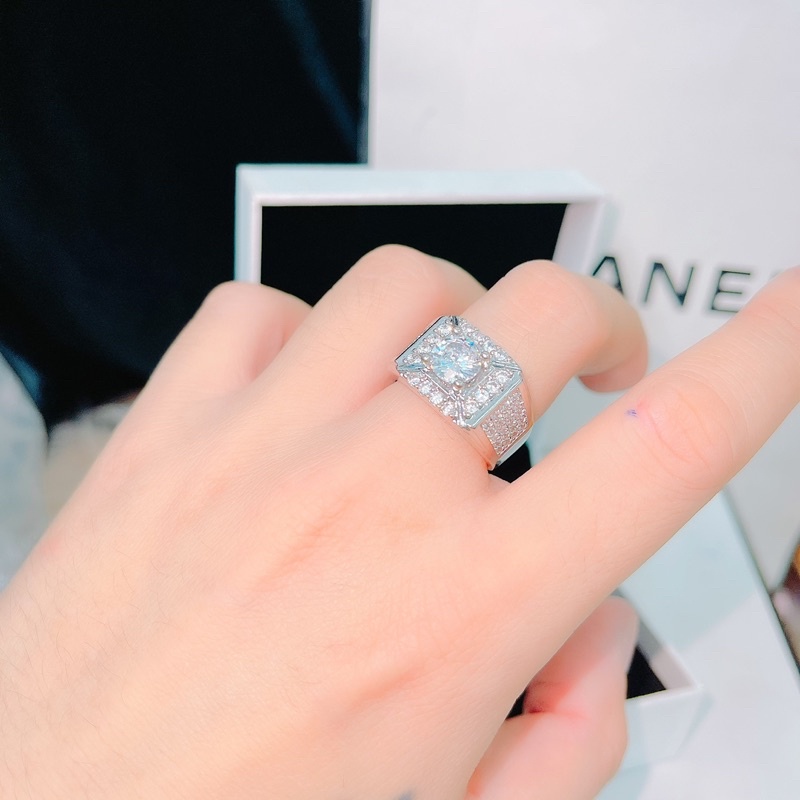 Nhẩn nam full đá mạ bạch kim