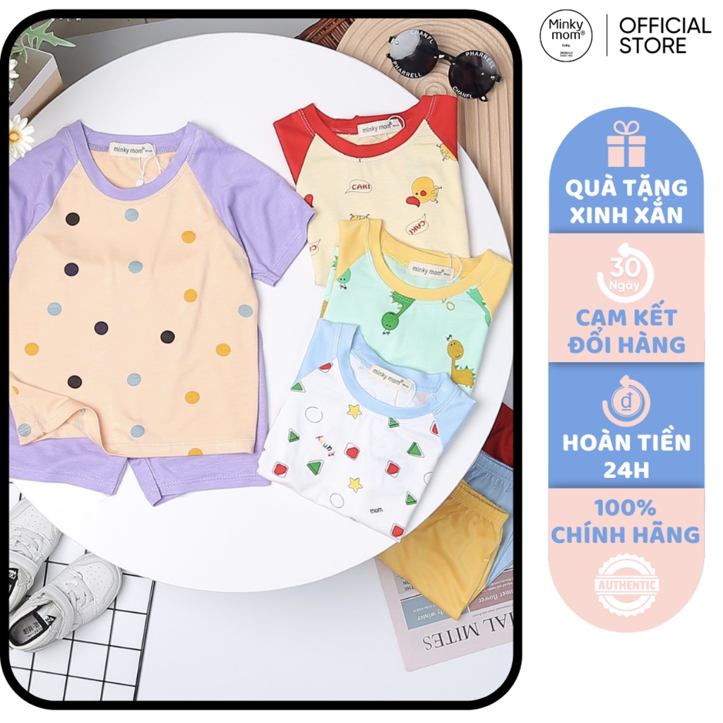 [SALE] Bộ Cộc Tay Cho Bé Trai, Bé Gái Minky Mom Vải Thun Lạnh Chấm Bi Giáp Lăng, Đồ Bộ Cho Bé Mặc Nhà MKM2223