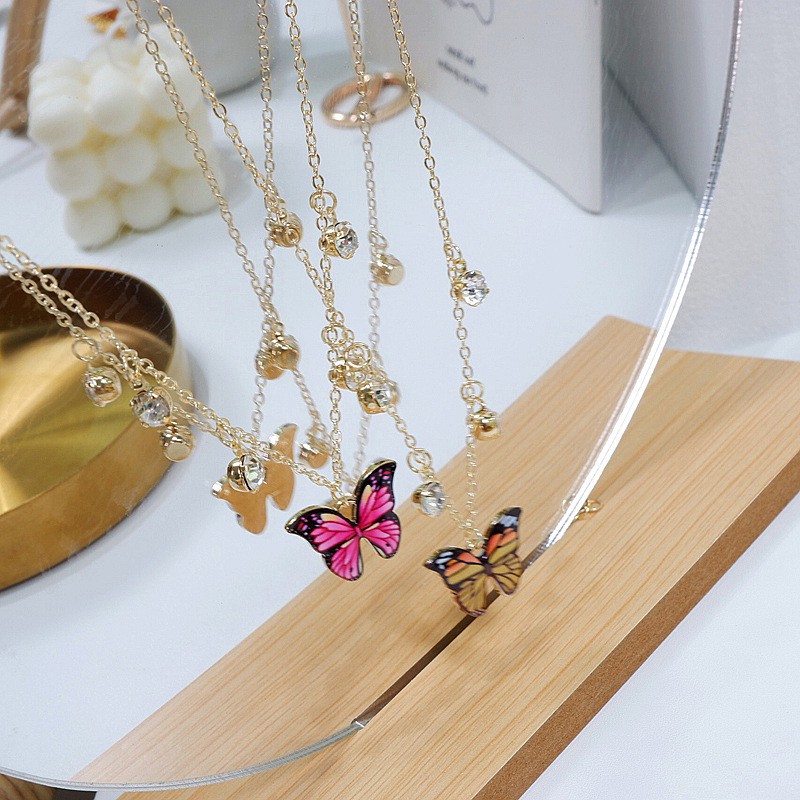 Dây chuyền hình bướm đính đá nhiều màu nhật bản hàn quốc