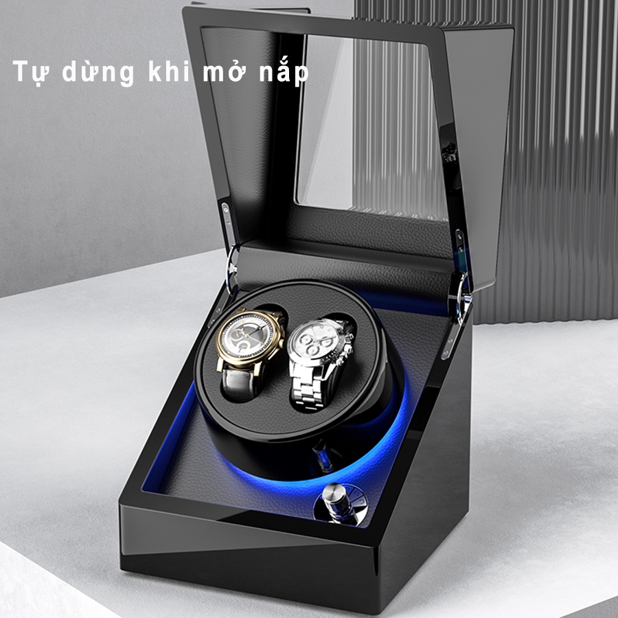 Hộp Xoay Đồng Hồ Cơ - Tủ Lắc Lên Cót Đồng Hồ Tự Động Quay Cao Cấp [BH 2 Năm]