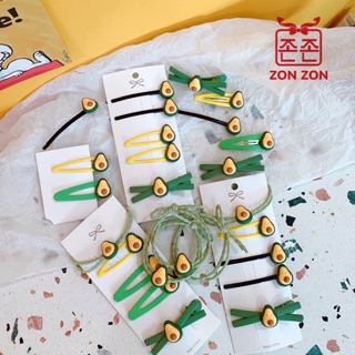 Buộc tóc, kẹp tóc, set kẹp tóc quả bơ cute