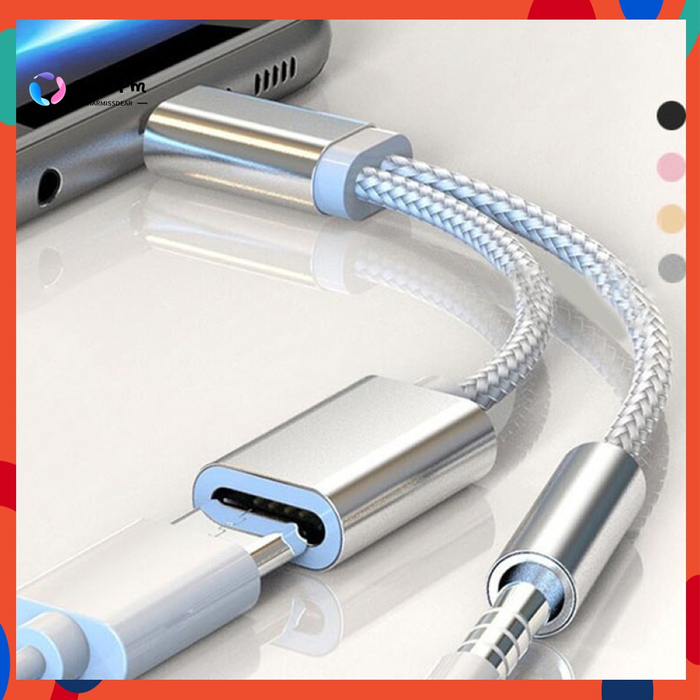 Dây cáp chuyển đổi âm thanh tai nghe 2 trong 1 type-c sang 3.5mm