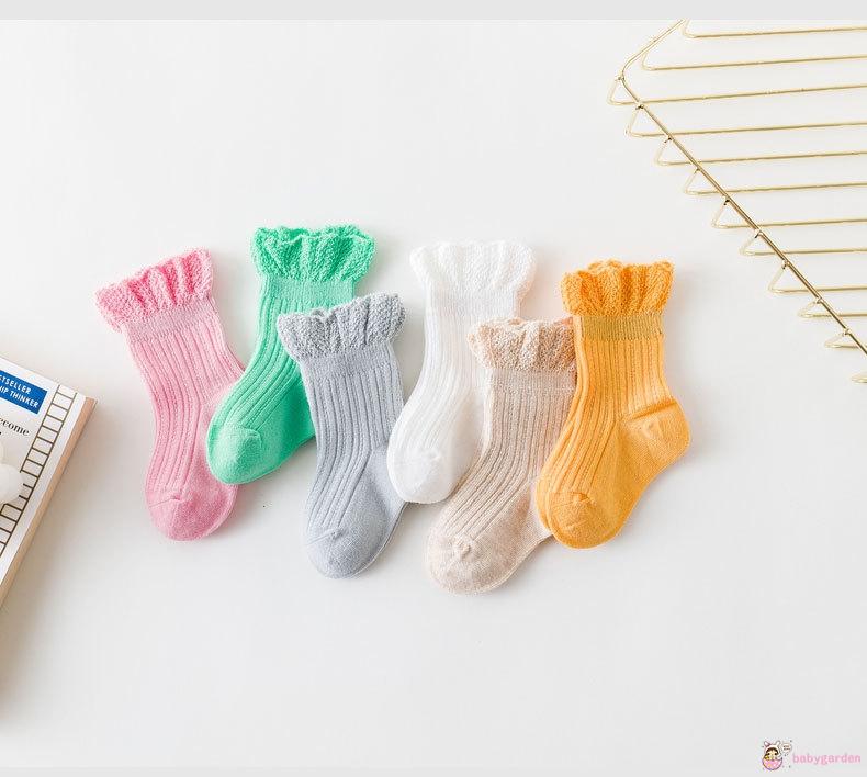 Vớ ống ngắn màu trơn thoáng khí thời trang xuân thu ngọt ngào dễ thương cho bé gái