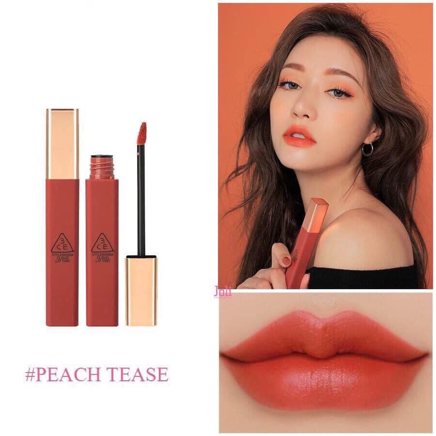 Son kem 3CE Cloud lip tint PEACH TEA - tông cam san hô