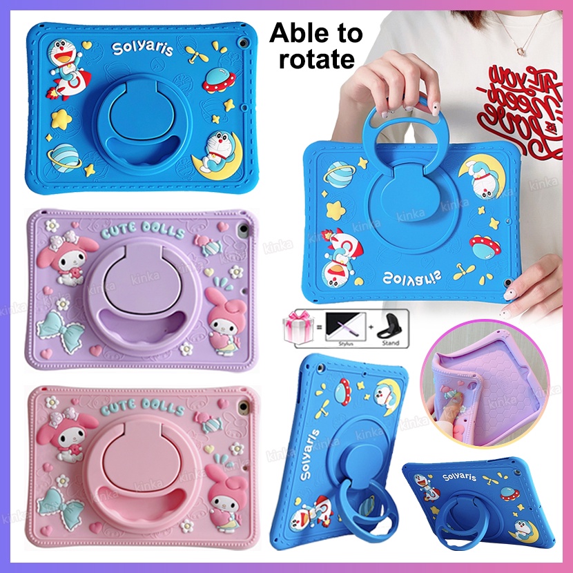 Chân đế xoay 360 độ Trẻ em An toàn Dễ thương Phim hoạt hình Melody Thỏ Doraemon Vỏ máy tính bảng chống sốc Vỏ bảo vệ Chân đế cho ipad mini air pro mới 1 2 3 4 5 6 7 8 9 9,7 10,2 10,5 10,9 11 2017 2018 2019 2020 2021 2022